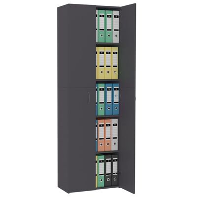 vidaXL Office Cabinet Gray 23.6"x12.6"x74.8" Chipboard