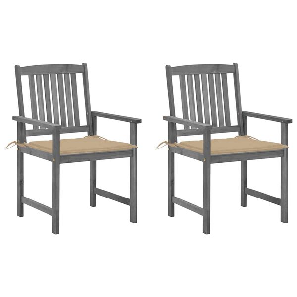 vidaXL Garden Chair Set of 2 Grey