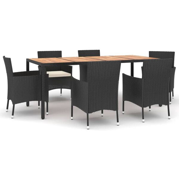 vidaXL Garden Dining Set Black Poly Rattan Large Seats Many
