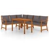 vidaXL Patio Dining Set Natural wood and Dark Gray Solid Acacia Wood, Fabric