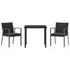 vidaXL Garden Dining Set 3 pcs Black and Grey PE Rattan