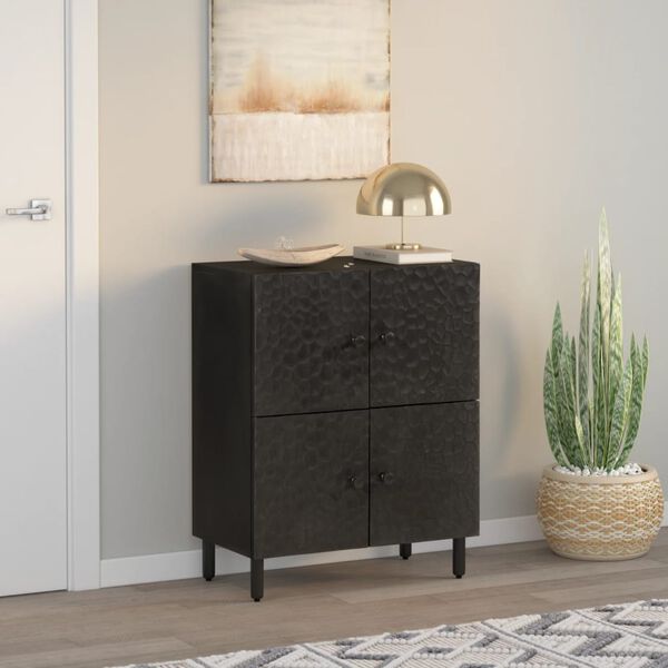 vidaXL Side Cabinet Black Solid Mango Wood Medium Side Cabinet
