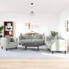 vidaXL Sofa Set Light grey Velvet (100% polyester), plywood, solid wood
