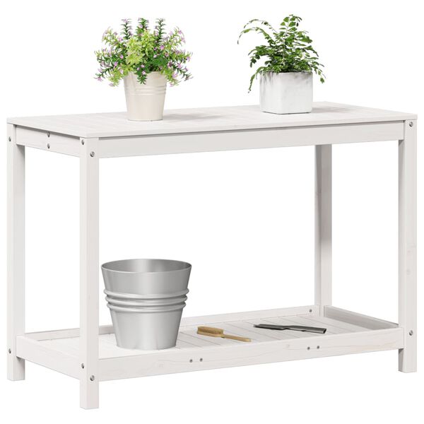 vidaXL Potting Table White Solid pine wood 42.5 in x 19.7 in x 29.5 in
