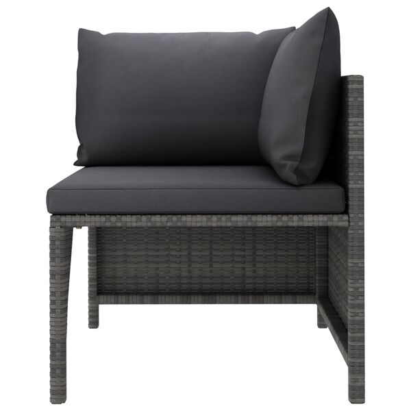 vidaXL Garden Sofa Grey PE rattan, steel, polyester 3-Seater