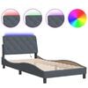 vidaXL Bed Frame with LED without Mattress Dark Gray 39.4"x79.9" Velvet