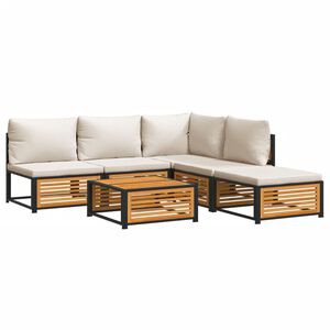 vidaXL Garden Sofa Set Cream white cushions, Acacia wood Solid Acacia wood
