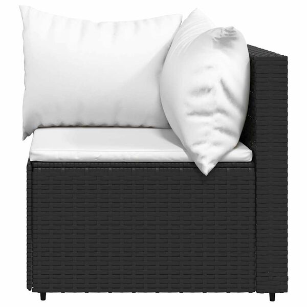 vidaXL Patio Corner Sofa Black PE rattan Compact Adjustable Feet