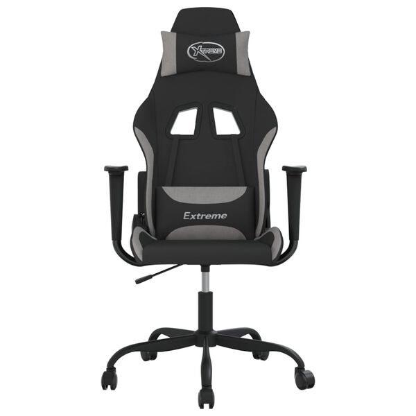 vidaXL Gaming Chair Black and Light Gray Fabric