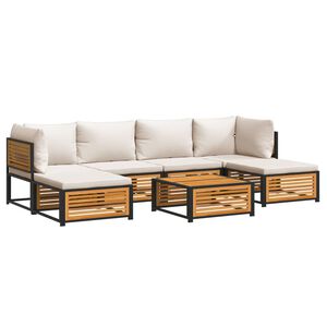 vidaXL Garden Sofa Set Cream White, Natural Wood