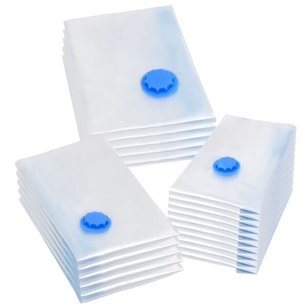 vidaXL Vacuum Travel Bag Set of 20 Transparent and Blue Plastic
