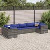 vidaXL Patio Lounge Set Grey PE rattan, powder-coated steel, polyester