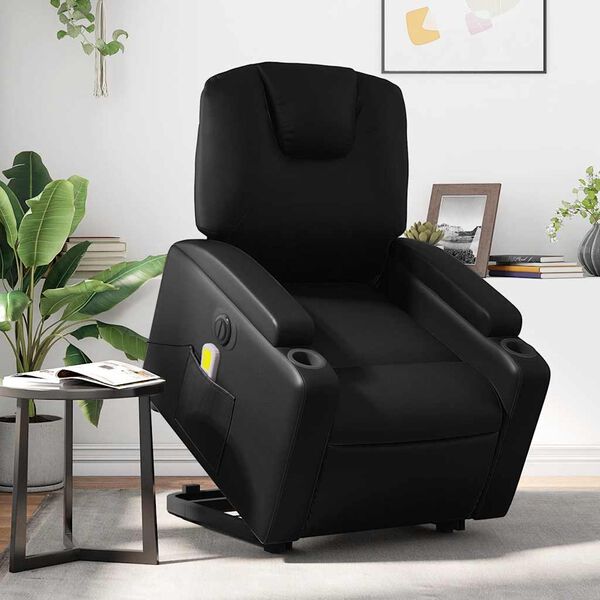vidaXL Electric Stand Up Massage Recliner Chair Black