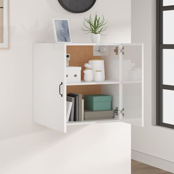 vidaXL Wall Cabinet High gloss white Engineered wood Medium Wall Cabinet