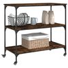 vidaXL Kitchen Trolley Smoked Oak 40.2"x19.7"x37.4" Engineered Wood