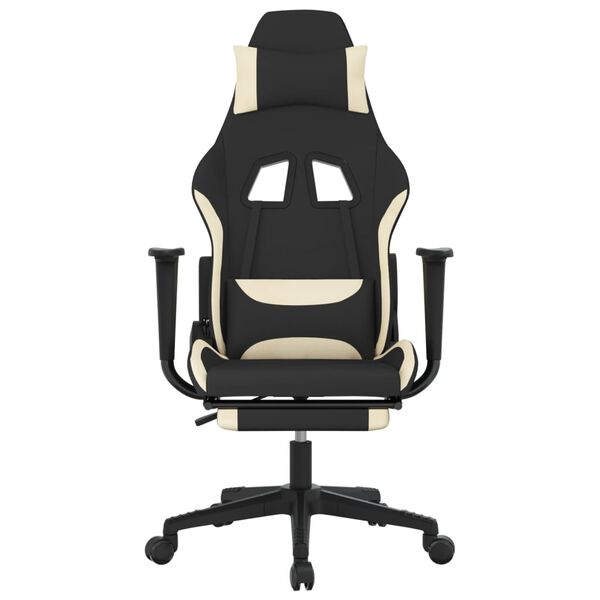 vidaXL Gaming Chair Black and Cream Polyester Gaming Chair Rectangular