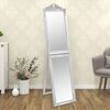 vidaXL Free-standing Mirror Silver Glass, eucalyptus wood, engineered wood