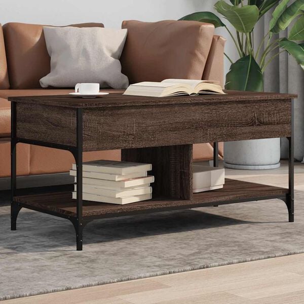 vidaXL Coffee Table Brown Oak Engineered wood, Metal 39.4x19.7 in