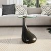 vidaXL Coffee Table High-Gloss Black Fiberglass and Tempered Glass Small