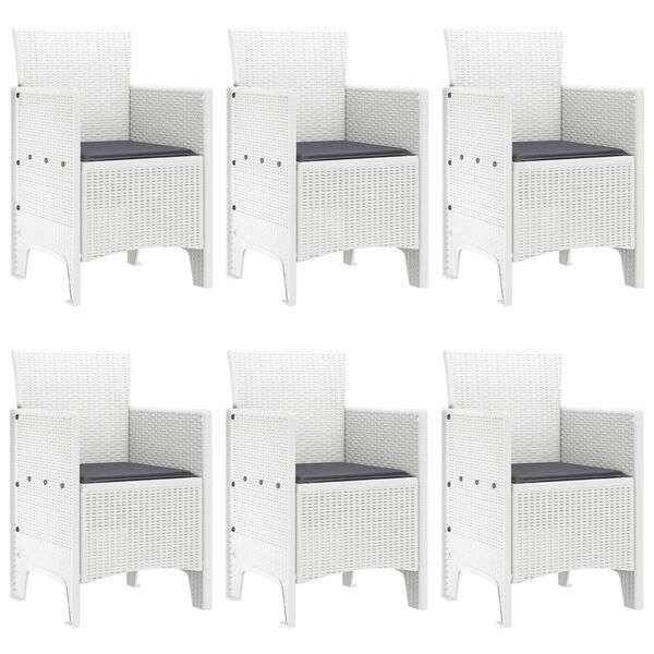 vidaXL Garden Dining Set 7 pcs White Polt rattan