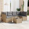 vidaXL Garden Sofa Set Beige PE Rattan Large Adjustable Feet