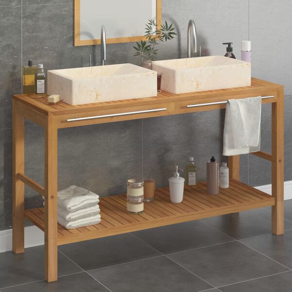 vidaXL Vanity Cabinet With Sink Teak Solid teak wood Medium