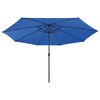 vidaXL Garden Parasol with LED Lights and Metal Pole 157.5" Azure Blue