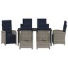vidaXL Garden Dining Set with Cushion 7 pcs Grey Poly Rattan
