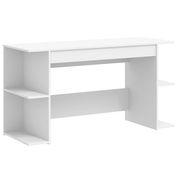 vidaXL Desk White Engineered Wood Standard Desk Rectangular Modern