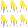 vidaXL Dining Chair Set of 6 Yellow PP (polypropylene), beechwood