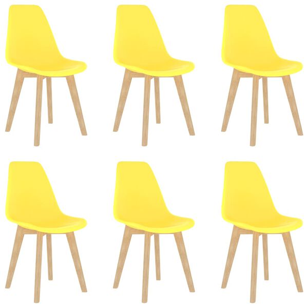 vidaXL Dining Chair Set of 6 Yellow PP (polypropylene), beechwood