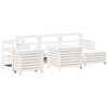 vidaXL Garden Sofa Set White Solid pine wood, Plywood 7 Piece Sofa Set