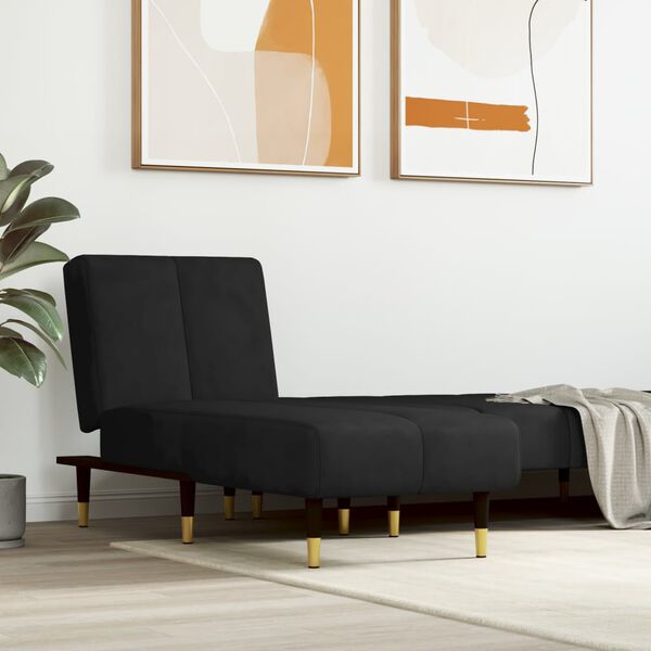 vidaXL Chaise Longue Black Velvet (100% polyester), plywood, metal, foam