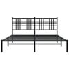 vidaXL Bed Frame Black Powder-Coated Steel King Modern Bed Frame