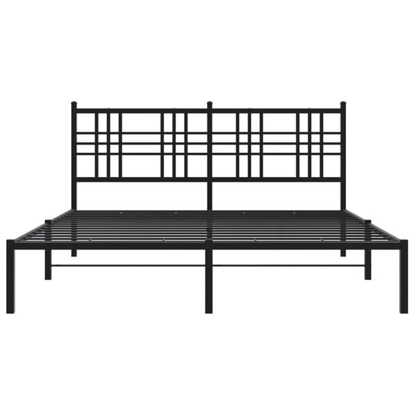 vidaXL Bed Frame Black Powder-Coated Steel King Modern Bed Frame