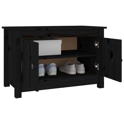 vidaXL Shoe Cabinet Black 27.6"x15"x17.9" Solid Wood Pine