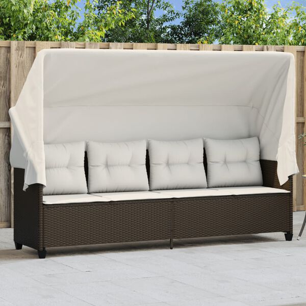 vidaXL Sun Lounger Brown, Cream White
