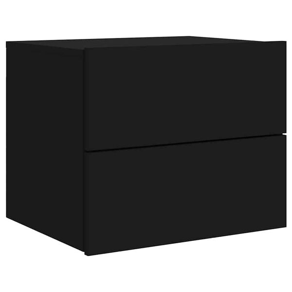 vidaXL Wall-mounted Bedside Cabinet Black Engineered wood Standard