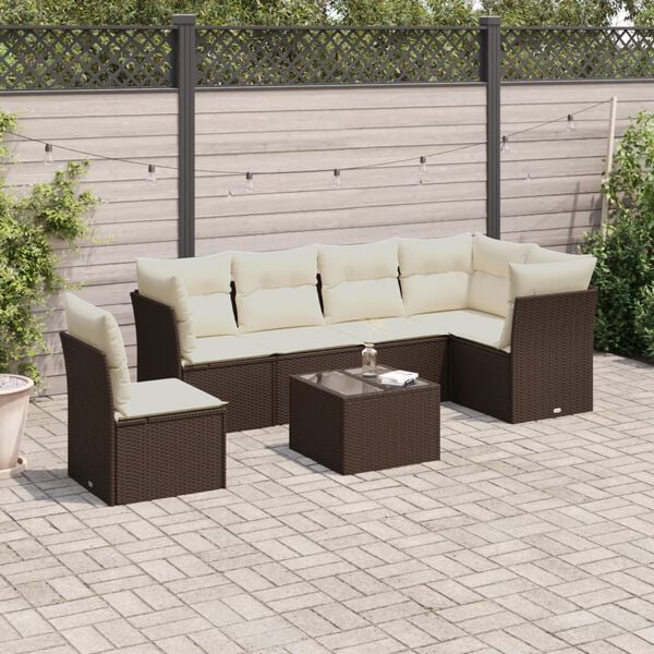 vidaXL Garden Sofa Set Brown and Cream White