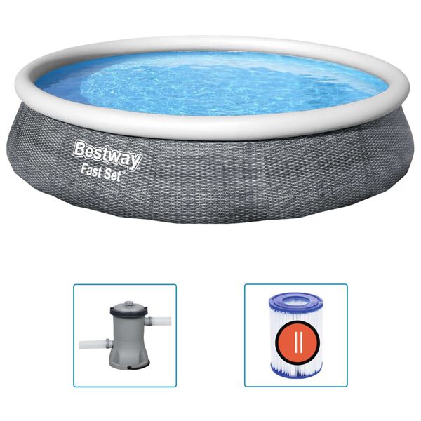 Bestway Inflatable Pool Grey Tritech, tough PVC, polyester mesh