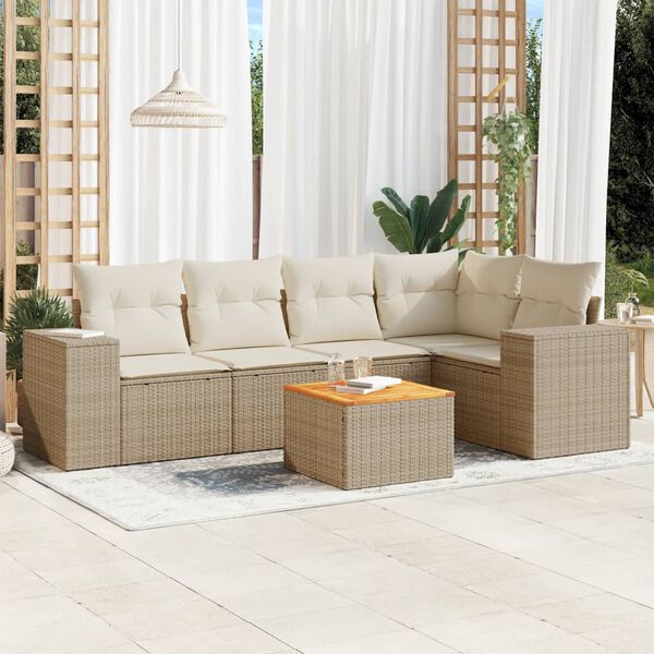 vidaXL Garden Sofa Set Beige, Cream white