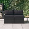 vidaXL Garden Middle Sofa Black Poly Rattan Medium Modular