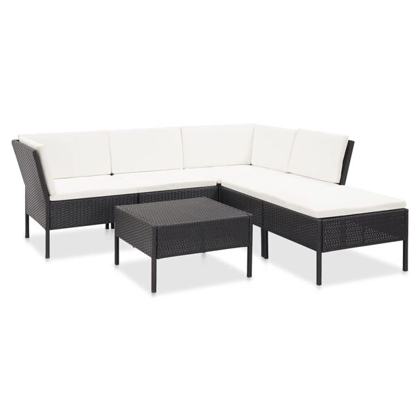 vidaXL Garden Lounge Set Black and Cream