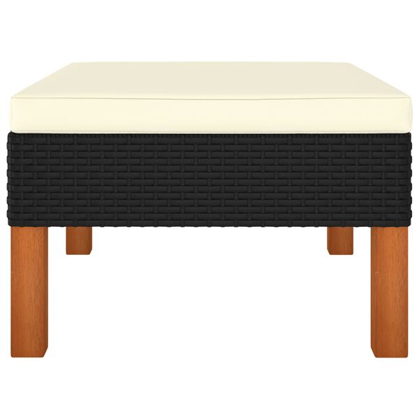 vidaXL Footstool Black PE rattan Medium Modular Footstool Square