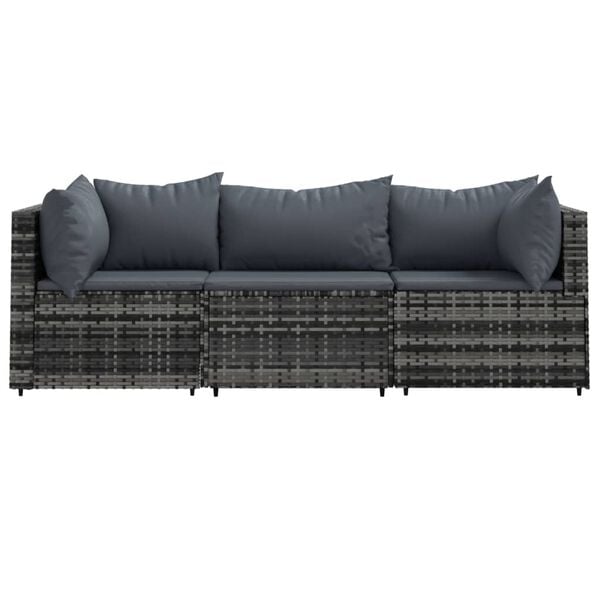 vidaXL Patio Lounge Set Grey with Anthracite cushions
