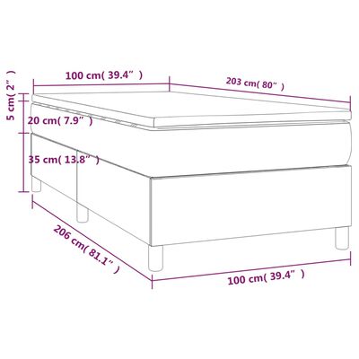 vidaXL Box Spring Bed with Mattress Light Gray 39.4"x79.9" Twin XL Velvet