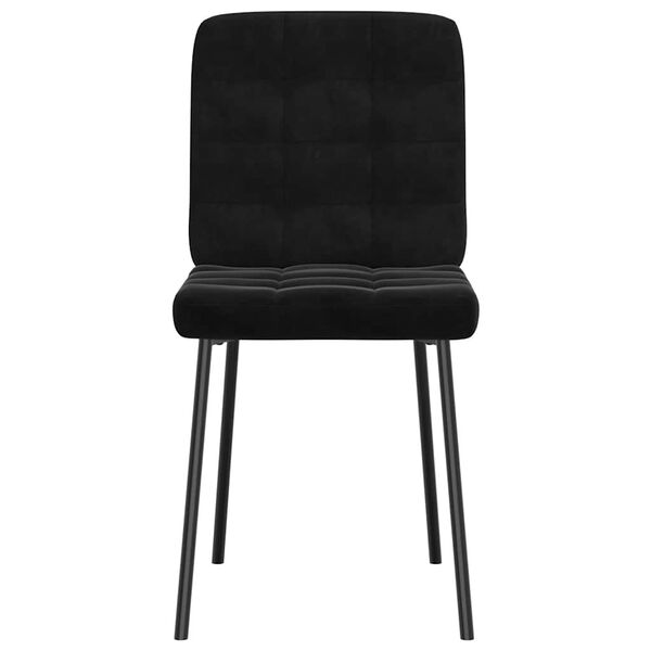 vidaXL Dining Chair Set of 4 Black Velvet, Plywood, Metal Standard