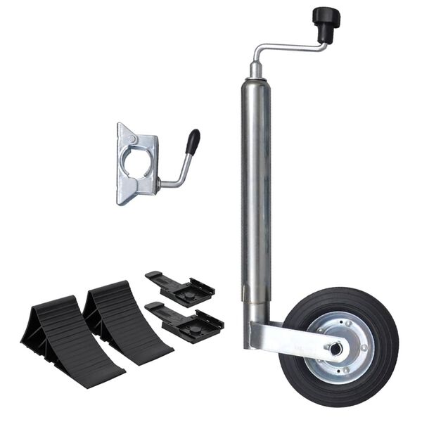 vidaXL Jockey Wheel 1.89 " with 1 Split Clamp and Wheel Chocks