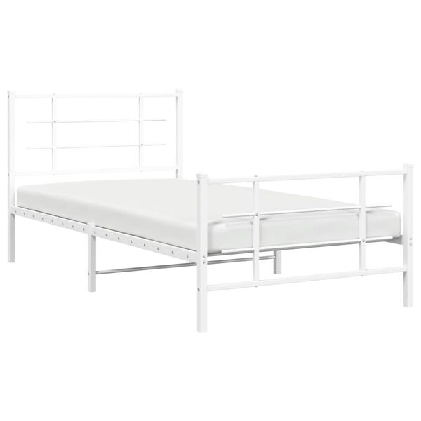 vidaXL Bed Frame White Powder-coated steel 42.1 x 79.9 in Bed Frame