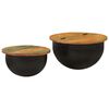 vidaXL Coffee Table Set of 2 Black and varied reclaimed wood colors